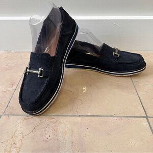 Ariat women’s size 7.5B Suede Bit Cruiser Slip on Loafer Navy Blue Equestrian